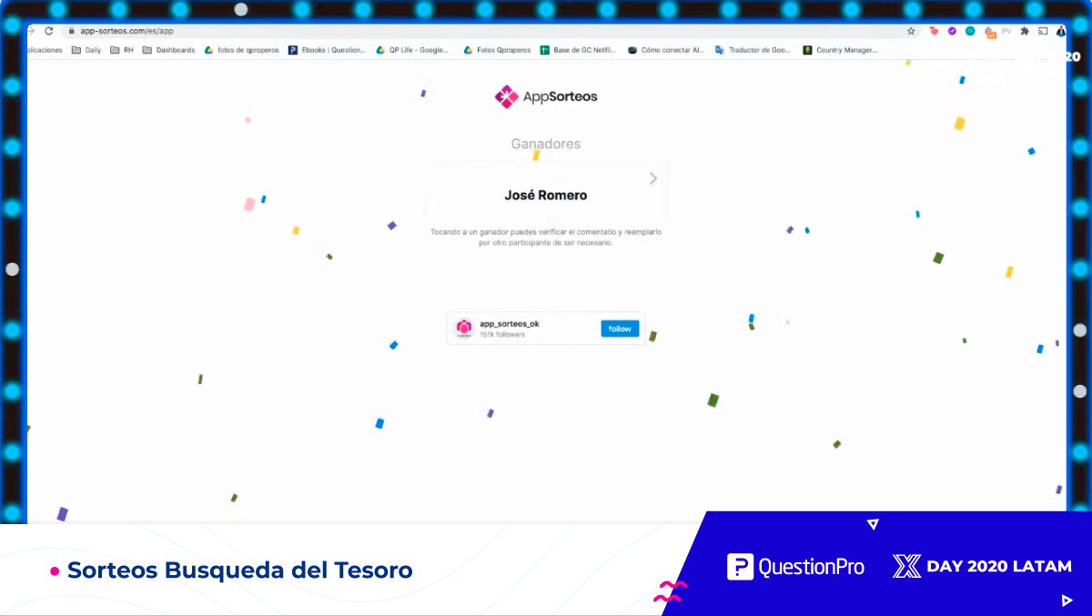 questionpro_es's tweet photo. Finalmente queremos enviar una felicitación a José Romero, el ganador de nuestra dinámica "Búsqueda del tesoro" en el #XDAYLATAM2020 🎁
¡Gracias por acompañarnos en el evento! https://t.co/IVvocfJ9IZ