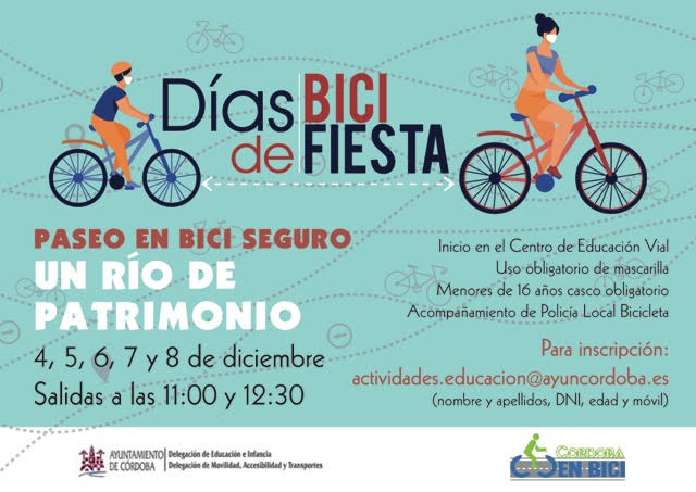 #Córdobaesp Un río de Patrimonio, paseos en bici los días  4, 5, 6, 7 y 8 de diciembre 
bit.ly/367D1MW