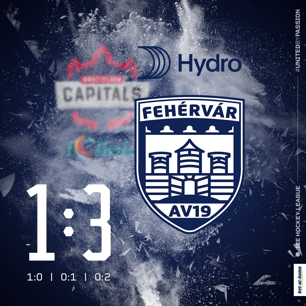 After a 3:1 victory over <a href="/bratislavaCAPS/">iClinic Bratislava CAPITALS</a>, <a href="/FehervarAV19/">FehérvárAV19</a> is only one trailing by one point to the leader <a href="/graz99ers/">Graz99ers</a> .
#UnitedByPassion #iceresults