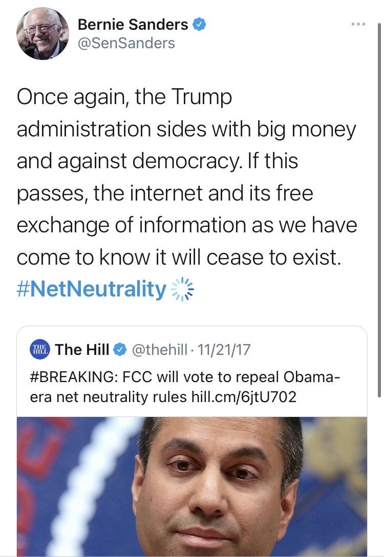 “the internet and its free exchange of information as we have come to know it will cease to exist” is how  @SenSanders put it.I mean, cmon guys! Did they hear themselves when they talked about this??