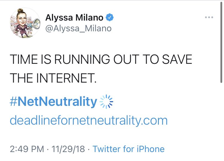 Back to the bad takes. Of course, there were the blue checks. Ohhh, the blue checks. The leading blue check cheerleader on this, you may remember, was  @Alyssa_Milano, who tweeted nonstop conspiracy theories about  #NetNeutrality   for months.Here’s just a sampling: