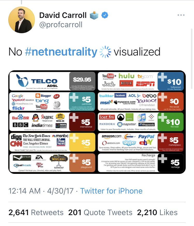 It’s never good when Twitter academics get involved. Remember when repealing  #netneutrality   meant paying for everything?  @profcarroll does.Although I would unironically support extortionately taxing porn, both because it’s evil and because it would anger the libertarians.
