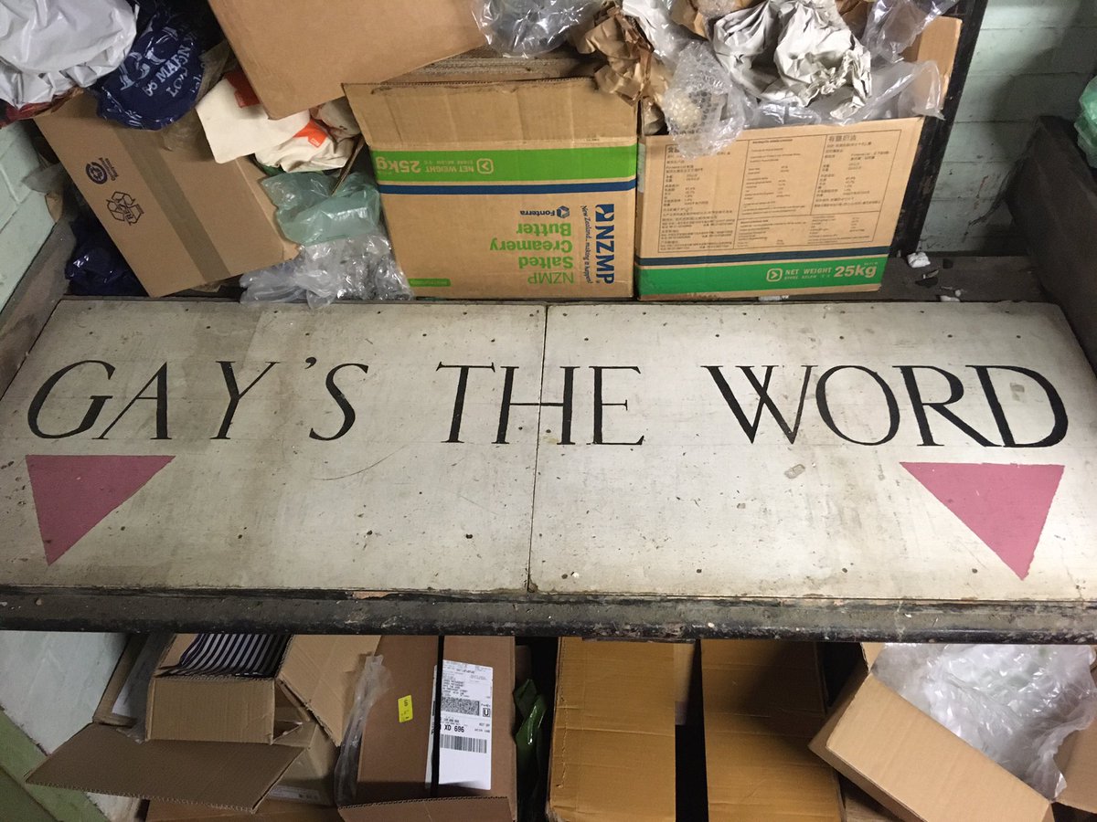 gaystheword's tweet image. Today clearing out space in the basement we unearthed these original bookshop signs from 1979. How beautiful is this?