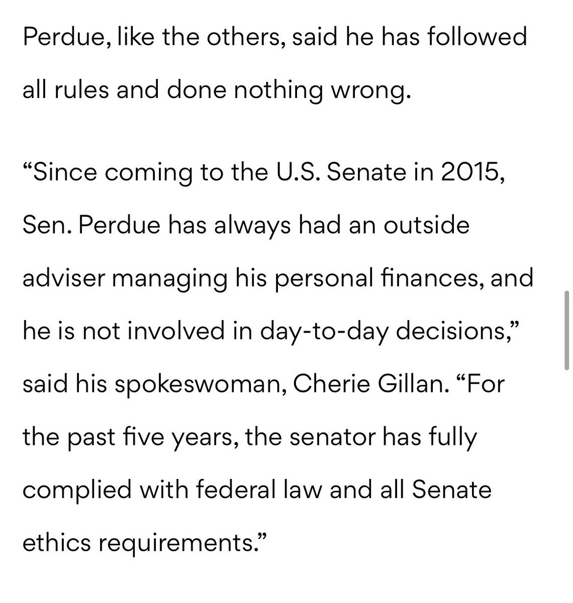 Perdue’s office has long claimed he has “always had an outside adviser managing his personal finances” without his prior input. The  @nytimes story shows he was personally involved in the Cardlytics transactions.  #gapol  #gasen