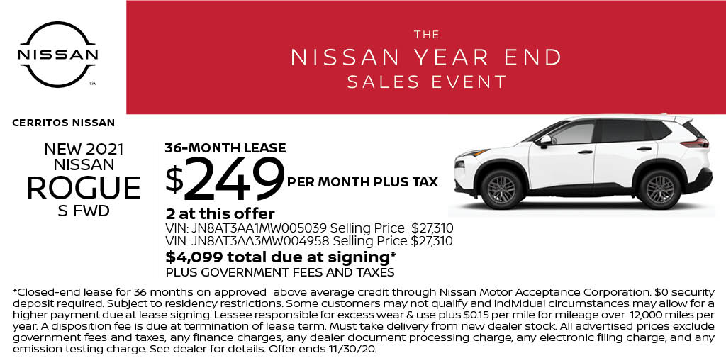 Lease a new 2021 Nissan Rogue S for just $249 per month at Cerritos Nissan! Start shopping online here: https://t.co/yIqXhIZYnw https://t.co/xkxeLwIPDg