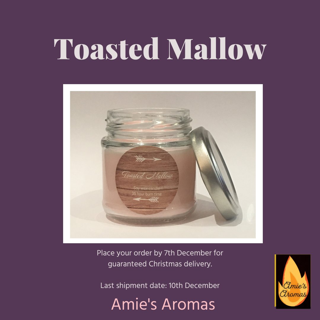 AmieAromas's tweet photo. I love the sweet scent of toasted mallow. Think gorgeous memories of summer nights, toasting mallows around the fire and lovin'life! Want some? Follow my Etsy link in bio to order. #candleobsessed #toastedmallow #memories #homely https://t.co/rZVZE3CaFQ