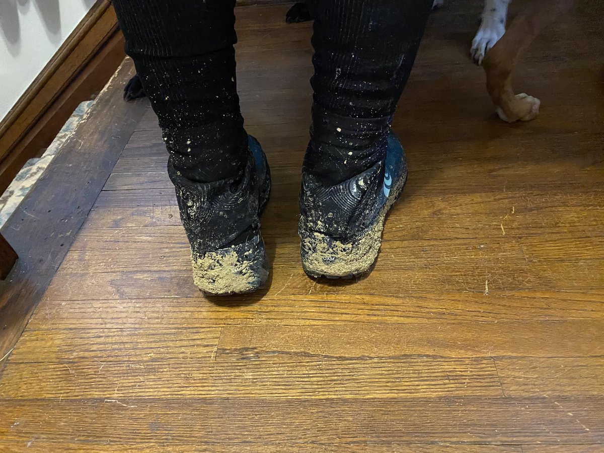 MelindaHoward4's tweet photo. It was a tad muddy on the trails today. My new @topoathletic #UltraventurePro saw some fun miles!☺️ #IRun4Aiden #movebetternaturally https://t.co/wrpbB9lbai
