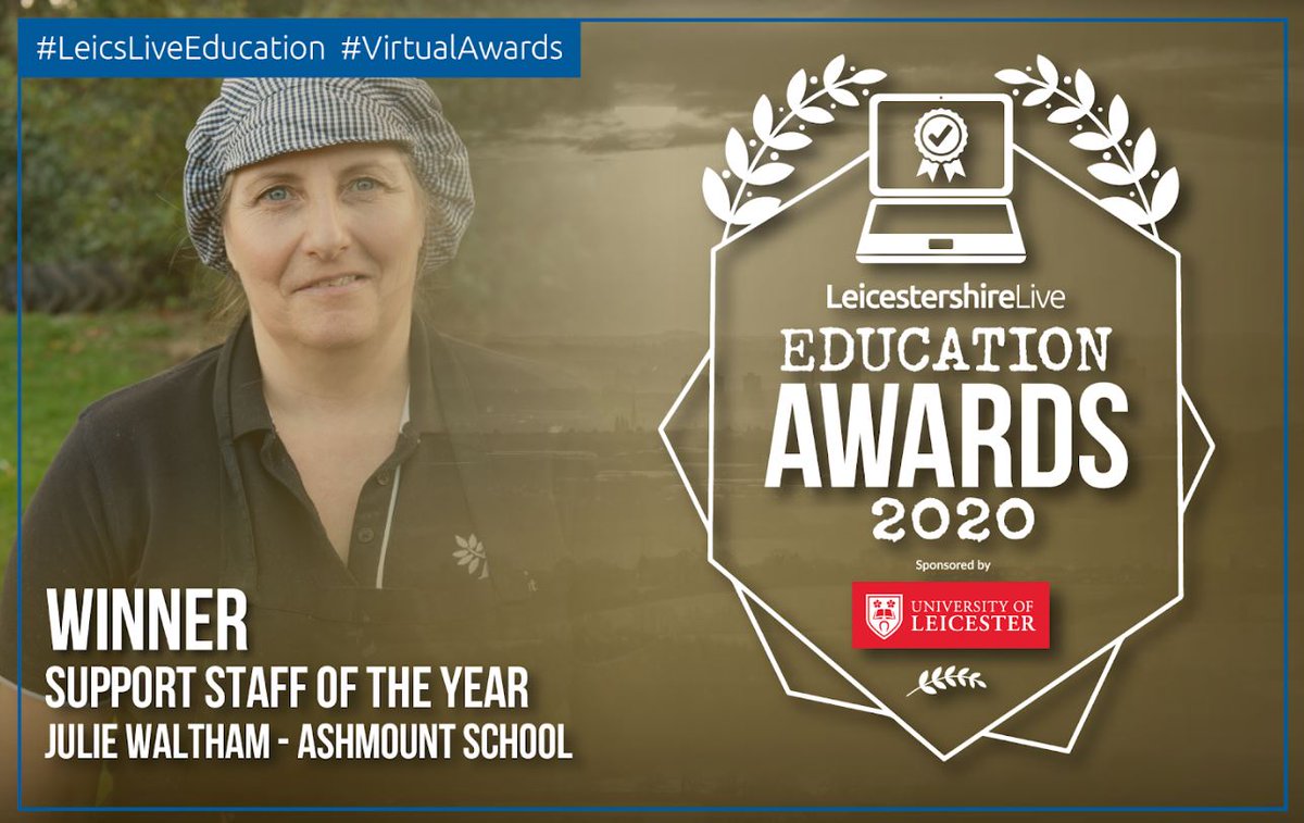 leicslive's tweet photo. The winner of the #LeicsLiveEducation Support Staff of the Year award is Julie Waltham of Ashmount School. Well done Julie! https://t.co/n7hvXr2HUB