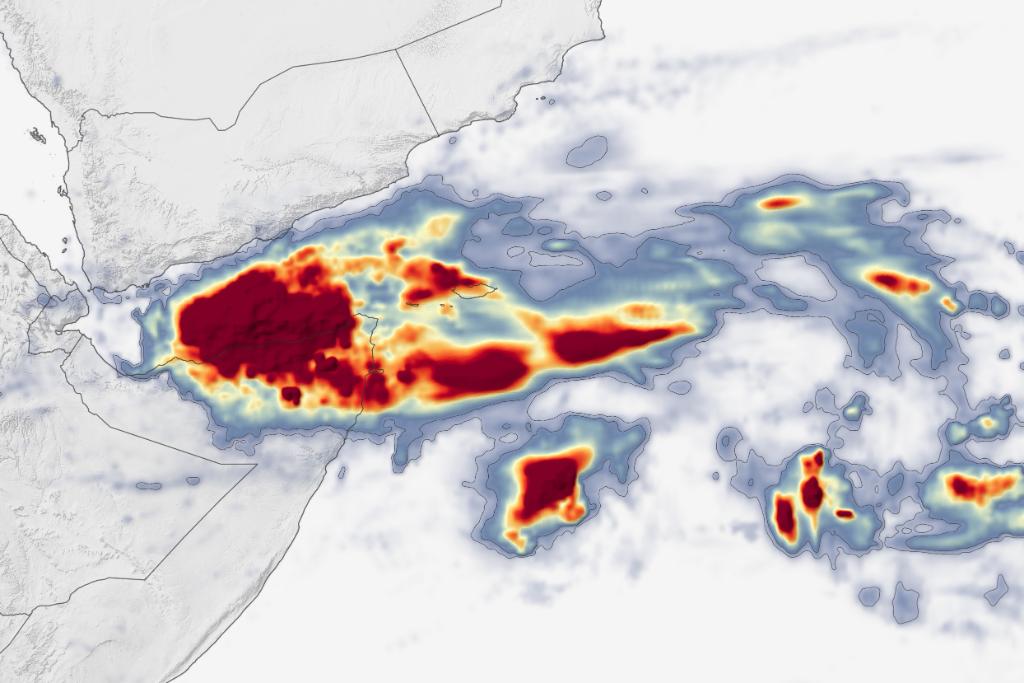 On Sunday, Somalia was hit by its first hurricane-strength storm in recorded history. Typically, northern Somalia receives ~4 in. of rain/year. Cyclone #Gati brought at least that much in two days. go.nasa.gov/3nTDGYc