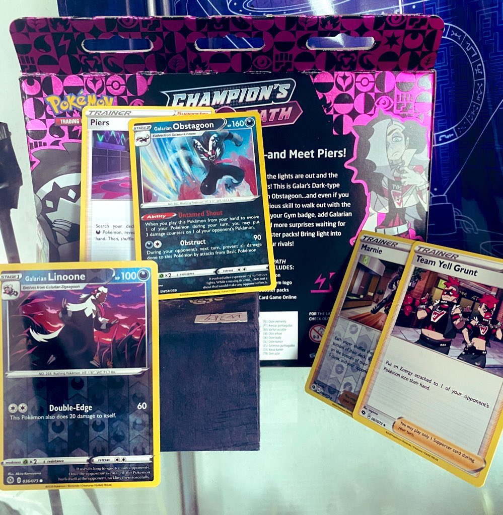 PunkSkunk_'s tweet photo. 🖤// and also uuuuuuh piers tcg booster pack mini shrine...... https://t.co/nxUdXfNMSG