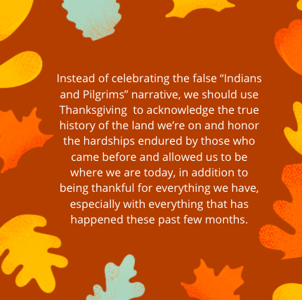 PVOneSpirit's tweet photo. Happy break! In honor of Thanksgiving tomorrow, we decided it'd be nice to talk about the real story of Thanksgiving. https://t.co/i8WkvSqtYo