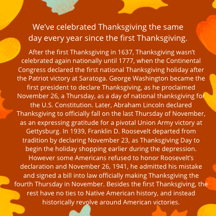 PVOneSpirit's tweet photo. Happy break! In honor of Thanksgiving tomorrow, we decided it'd be nice to talk about the real story of Thanksgiving. https://t.co/i8WkvSqtYo