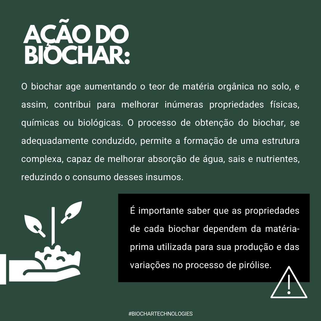 biochartech's tweet photo. Fique atento! A matéria-prima utilizada e as condições do processo é que determinam as propriedades de cada biochar. Assim, não basta saber produzir biochar, é importante que você converse com um profissional especializado para ajustar o processo às suas expectativas! https://t.co/fU6CGYBf6o
