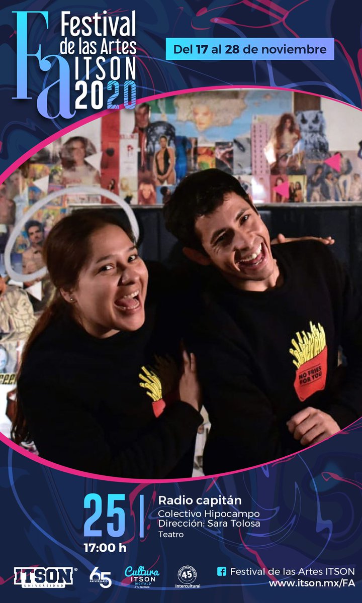 👉Todos invitados
⚠️Hoy miércoles 25 de noviembre a las 5 pm⚠️
Presentación en línea de "Radio Capital"
Transmisión en el Facebook Festival de las Artes ITSON y por el Youtube clic en youtube.com/CulturaITSON
Evento gratuito y válido para completar sus horas interculturales.