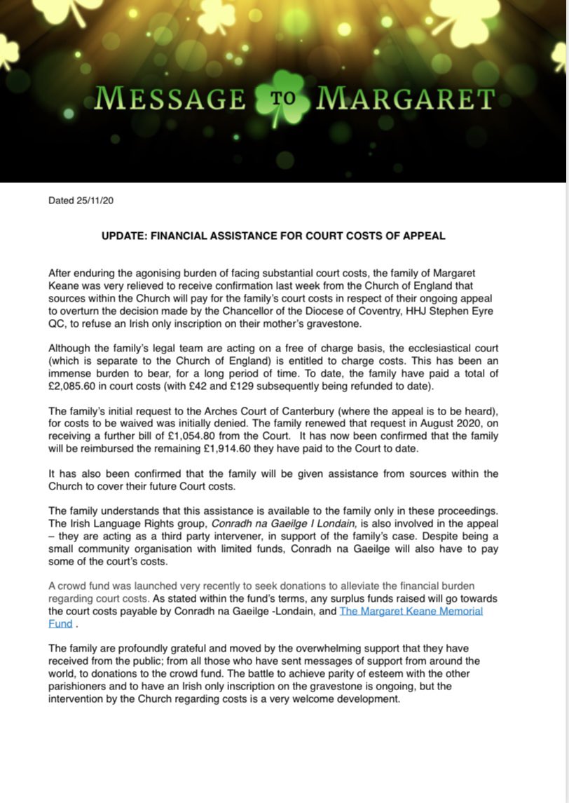 Seanchai_Collec's tweet photo. Family statement: we have received confirmation from the Church of England that sources within the Church will pay the family’s court costs. All funds donated will now go towards court costs of @CnaG_LDN who are third party intervener supporting the family’s case. https://t.co/7it5CbYSY6