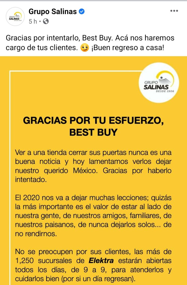 neo_freddy's tweet photo. #GrupoSalinas #BestBuy muy mal gusto, pésimos con sus comunicados, y por lo visto tampoco identifican su target, los clientes de BB no lo son. #Elektra https://t.co/4NWRDiwOZ2