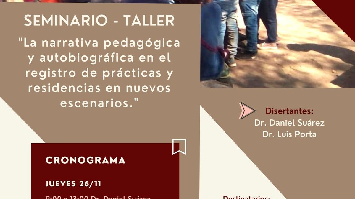📡 Redes de Revinculación y Acompañamiento Pedagógico (RRAP) 
📌 Los invitamos Seminario- Taller "La narrativa pedagógica y autobiográfica en el registro de prácticas y residencias en nuevos escenarios".
📎 Enlace de inscripción: forms.gle/qzaXtGigu62icS…