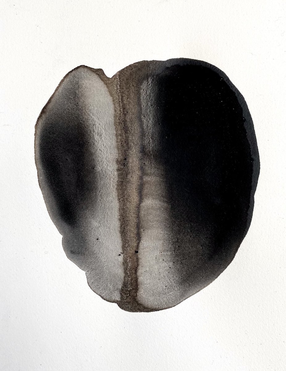 New painting made with pigment from coal washed up on the Thames shore, mixed with casein medium and dropped into a pool of Thames water on Arches paper. <a href="/_MarthaMay/">Martha May Ronson</a> #makepaint #foraging