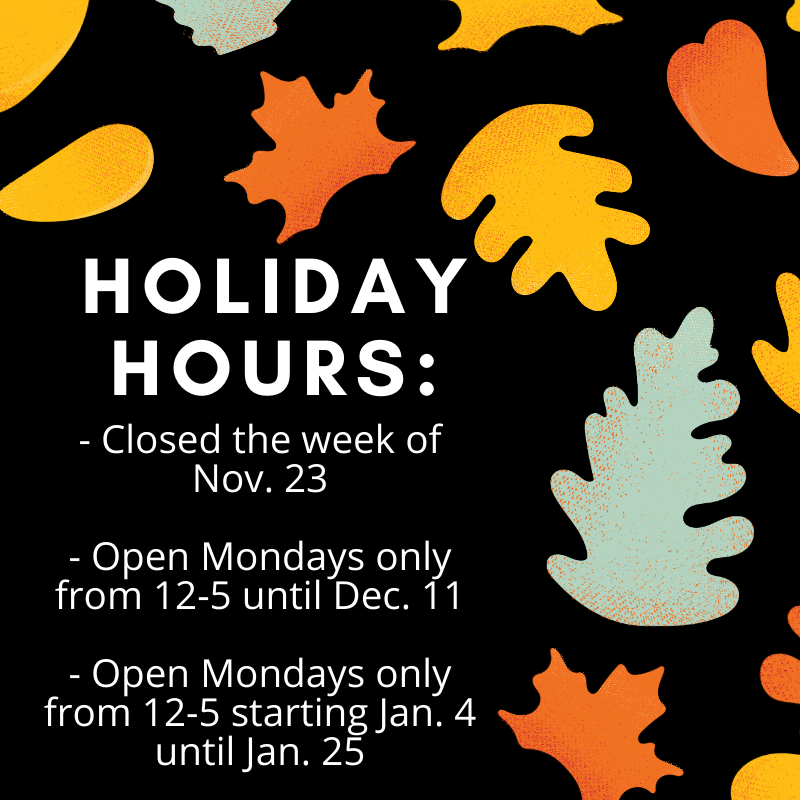 Hi all! Please check out the pantrys holiday hours! We're closed this week for break and will open back up on Mondays only!