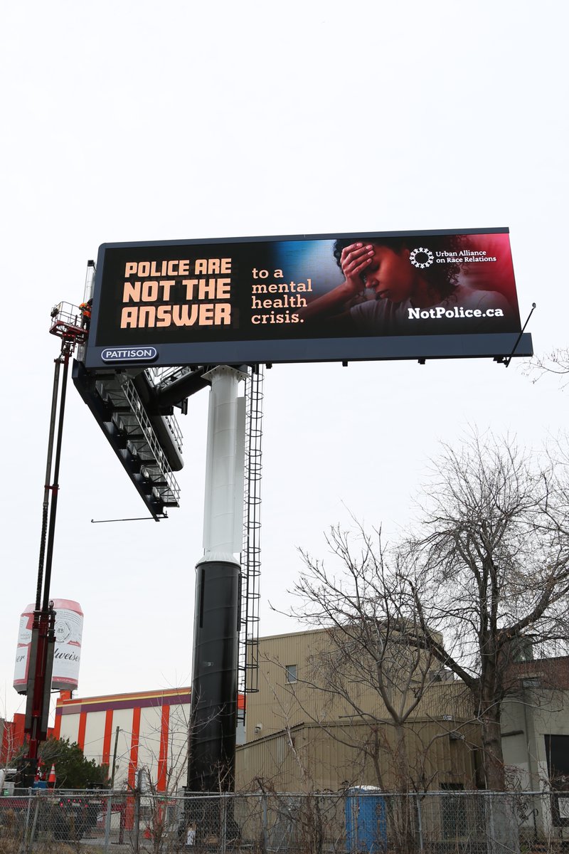 UARRToronto's tweet image. Our billboards are up in Toronto! We just took a big next step in our campaign calling for cities to invest in bold alternatives to police in our communities.

Police are NOT the answer to every problem. Share and join the campaign: notpolice.ca #TOpoli #NotPolice