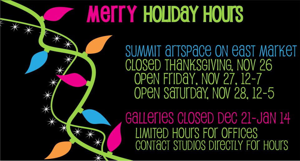 Summit_Artspace's tweet photo. #SummitArtspace holiday hrs Nov & Dec! Be sure to visit for socially-distanced shopping Fri & Sat in artist studios and at Market on Market: Holiday Edition. Galleries open. Free, timed tickets highly recommended but not required: https://t.co/b7vZe2WQP5. #SACreativeCommunity https://t.co/IWfKq22Tgp