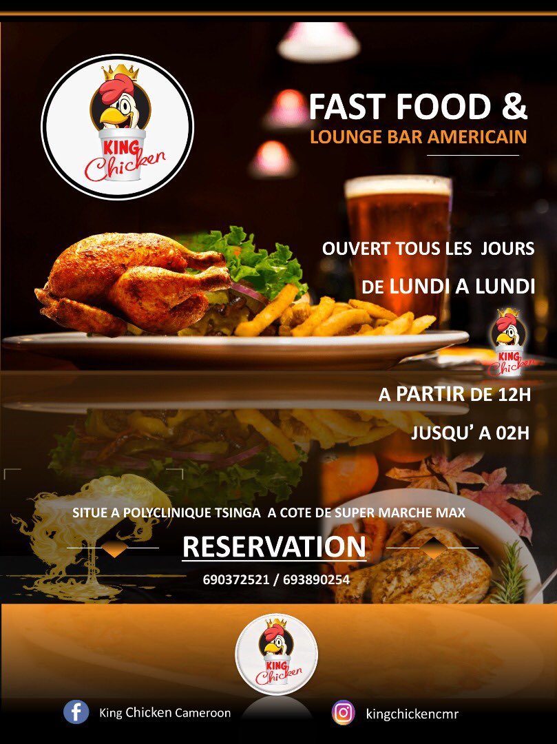 CLetitia_'s tweet image. Aujourd’hui en rentrant des bureaux de #CamerDigital j’ai vu ce nouveau coin sympa, net à côté du bureau hein! 🥵🤰🏽
Je vais y programmer un date. Je vous invite également à y aller. 😊

#KingChicken
