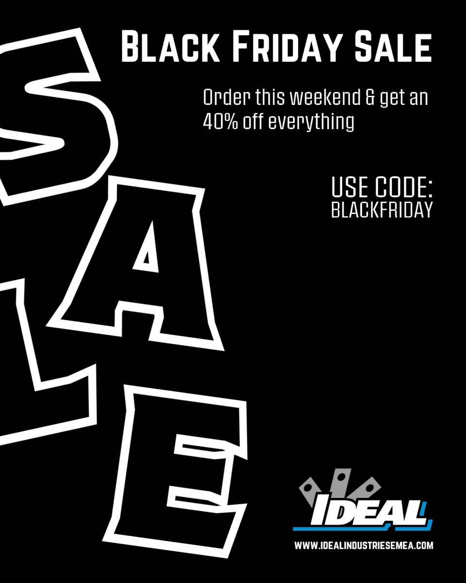 ideal_emea's tweet photo. Get 40% off everything this weekend on our web store:

https://t.co/Gq9dXrGUml

#blackfriday #deals #electrician #apprentice https://t.co/2XUbtPvNGT