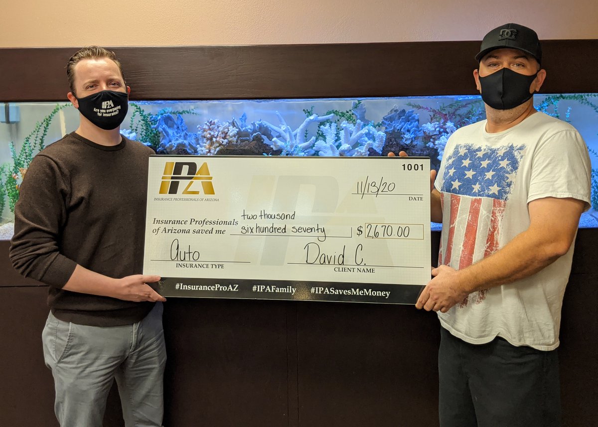 Insuranceproaz's tweet image. John was able to save David over $2,600/year on auto insurance all while getting him better coverage! That's a win-win! 😄💸
#insurance #savings #autoinsurance #savemoney #insurancecoverage #carinsurance #arizonainsurance #insuranceagent #insurancebroker #insurancequote