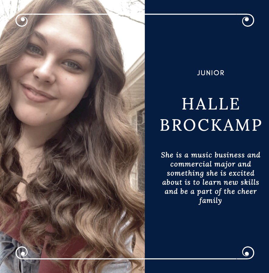 MillikinCheer's tweet photo. MEET THE TEAMⓂ️
meet Halle, she is a junior music business and commerical music major and something she is excited about is to learn new skills and be aparrt of the cheer family. Welcome to the team Halle https://t.co/YiKSKIKNsh