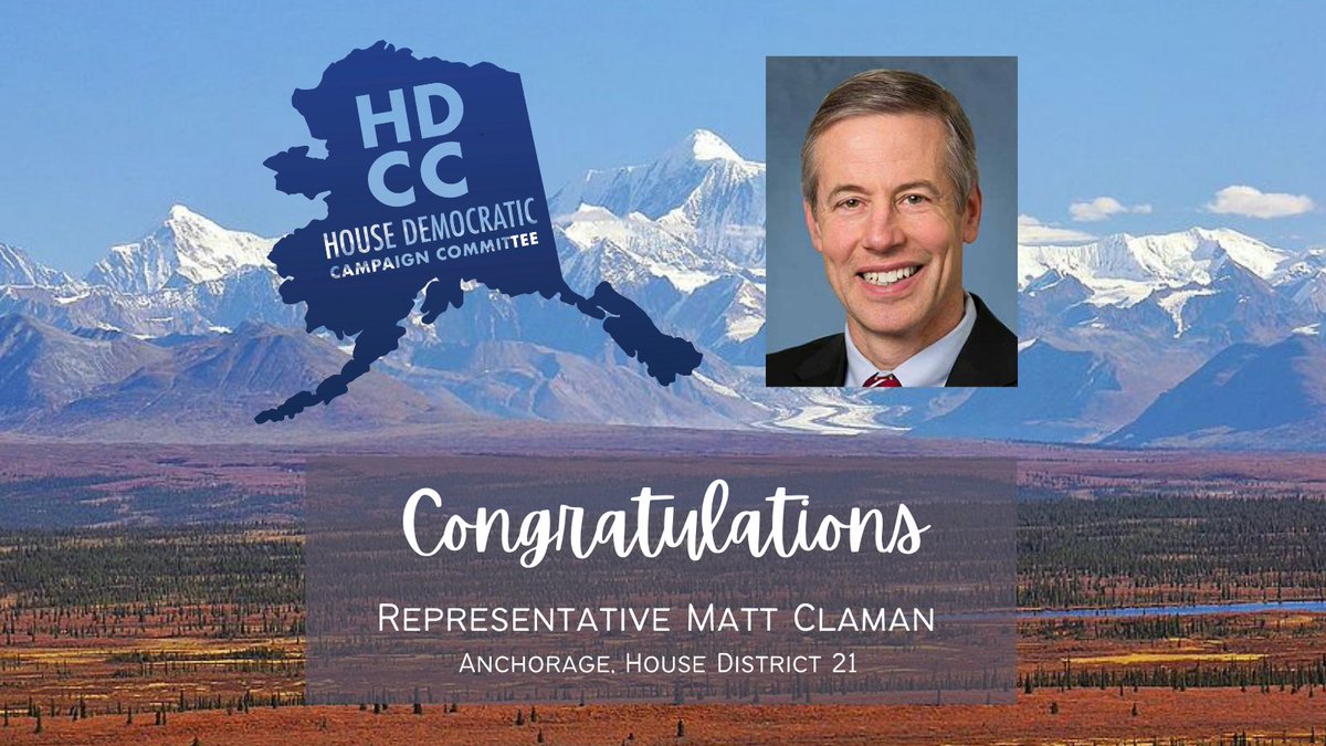 AlaskaHDCC's tweet photo. Congratulations to Representative Matt Claman (@mattclaman) on his re-election in House District 21 #akelect #akleg https://t.co/ccdR4dgPbm