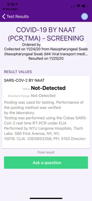 14/ Second, I got the  #PCR test result from  @NYULangone: also NEGATIVE! #COVID  #Covid_19  #COVID__19  #coronavirus  #CoronavirusPandemic