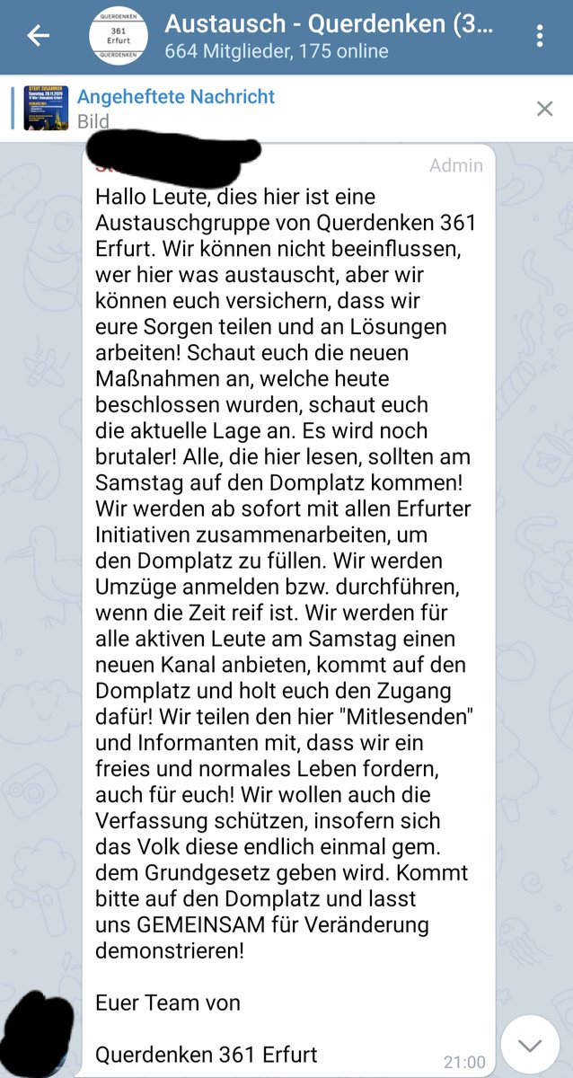 klaus_kurt's tweet photo. Der samstägliche Aufmarsch von "Querdenken361" in #Erfurt wird größer. Noch zu unterscheiden zwischen Erfurt zeigt Gesicht, Q361 oder den täglichen Mahnwachlern ist sinnlos. Inzwischen eine Clique. Ob Cops und Versammlungsbehörde vorbereitet sein werden? Sorry der Witz musste... https://t.co/jYCeEjxEA2