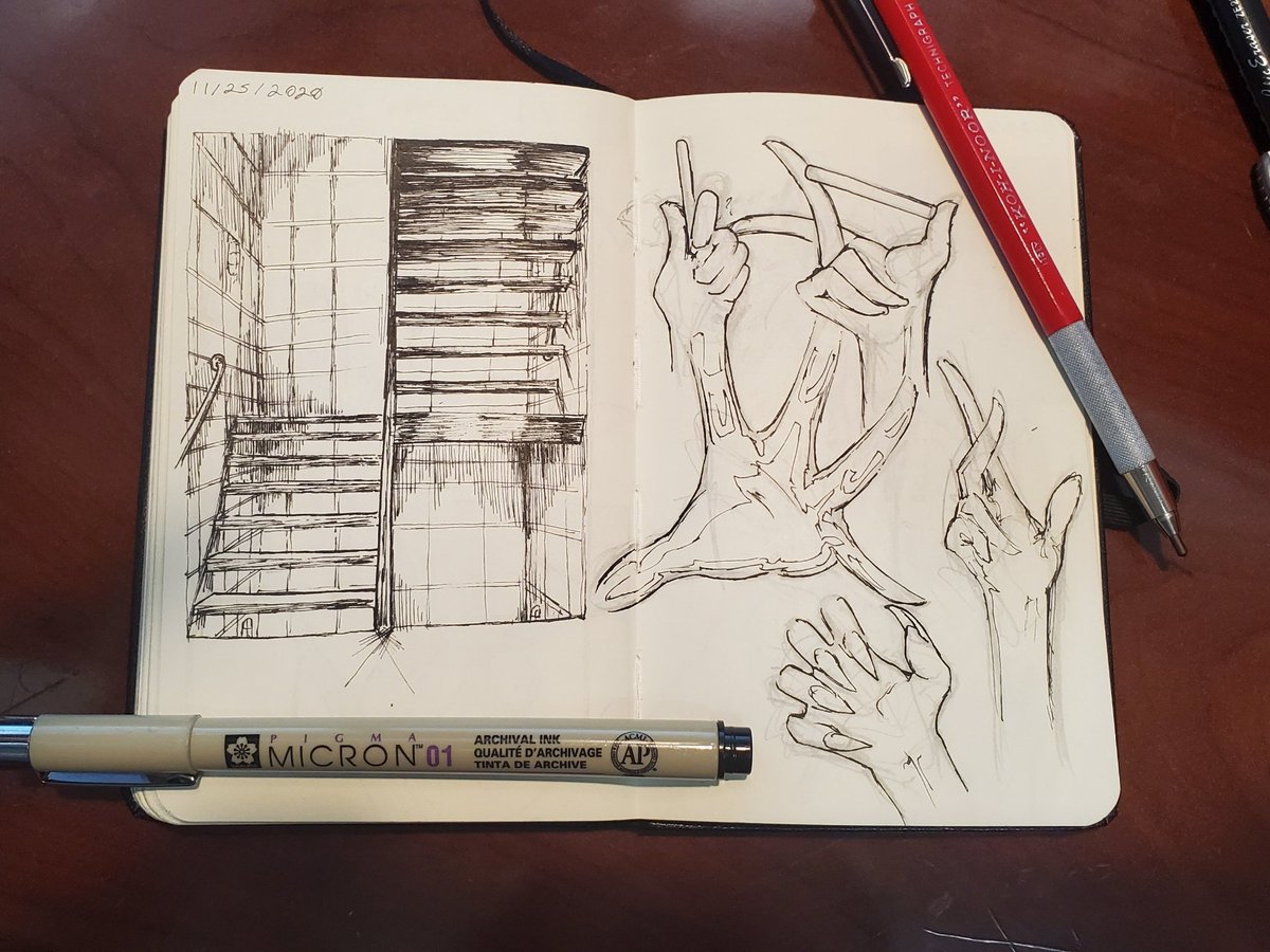 channelivart's tweet photo. Day 34: Lots of hands today, and stairwell.

#hands #doartdaily #drawartdaily #DailySketch #sketchbook #creepy #hatching #crosshatching #anatomy #fisheye #Perspective #drawing #handpics #stairwell #mangaart #mangastyle #aspiringmangaka #spooky #dark #dimlighting #abandoned #erie https://t.co/Dc7SaBRF9g