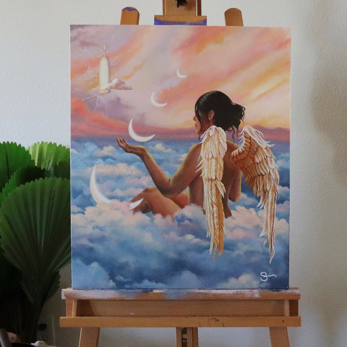 sincerelyart's tweet photo. the finished piece... and the artist 🌙 https://t.co/dwcxueQSyf