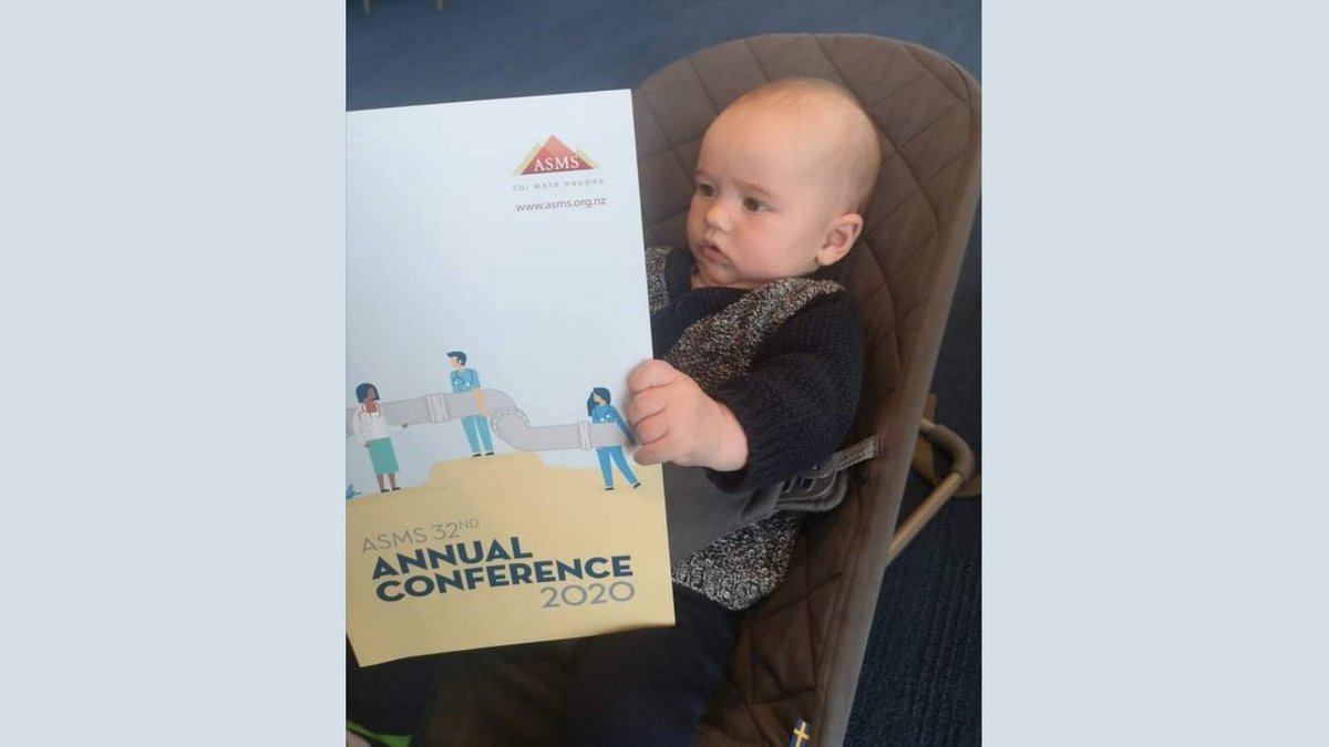 ASMSNZ's tweet image. Our youngest conference goer is riveted #ASMS2020