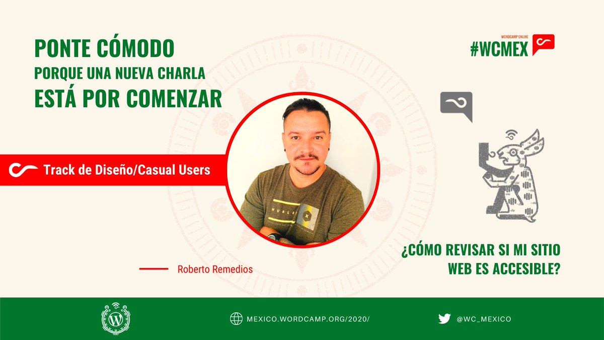¡Charla del día!

🎙️ Speaker: Roberto Remedios

✍🏻 Track de Diseño y Casual Users ✍🏻

🎟️ Charla: ¿Cómo revisar si mi sitio web es accesible?

¡Está por iniciar, no te la pierdas!