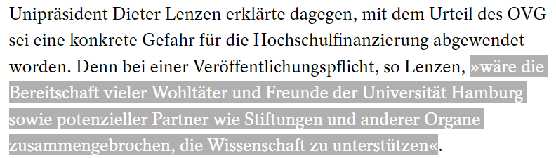 fragdenstaat's tweet photo. Die Uni Hamburg freut sich, dass sie die Namen von Geldgebern geheimhalten darf, weil Unternehmen bei Bekanntwerden angeblich ihre Gelder zurückgezogen hätten. 

Bei solchen Aussagen sollten im  Akademischen Senat die Alarmglocken schrillen.

https://t.co/mITvYCdDma https://t.co/852kLyoato
