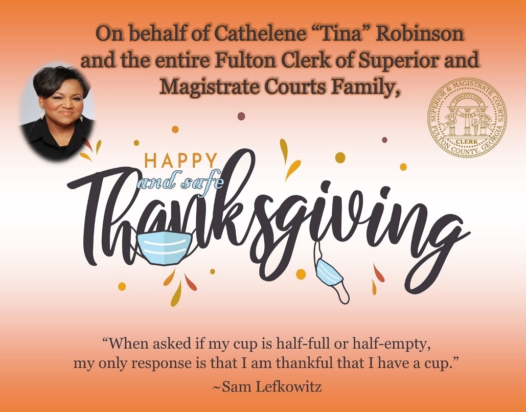 FULTONCLERK's tweet photo. Wishing you and yours and safe and enjoyable #Thanksgiving2020 holiday. Please practice responsible fellowshipping. https://t.co/qZ6XPldQos