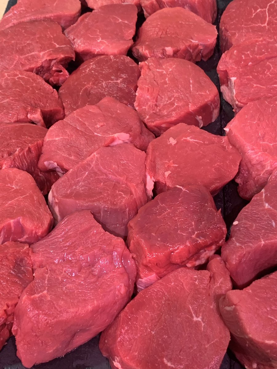 West Country extra mature fillets of beef waiting to be seasoned &amp; seared and wrapped for our handmade beef Wellingtons s