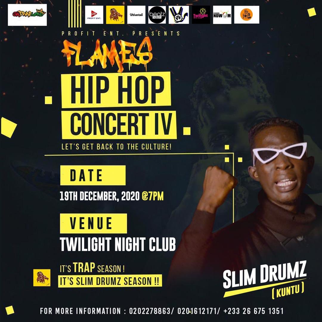iamSlimDrumz's tweet photo. The fourth(4th) edition of my  Concert THE FLAMES HIP HOP IV Concert will be happening on the 19th of December, 2020 at Twilight night club Takoradi This edition is going to be big and better “With some of your favourite artists “ Come let’s jam  Come let’s make We Move!!!🔥🔥 https://t.co/IkIkt0gGaC