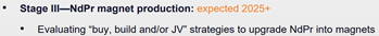 4-$MP whose valued at $1 Billion US, states in their presentation that they only see themselves in magnets in 2025 and beyond. Further, they are required to send their material to China due to the lack of a US separation plant at present.