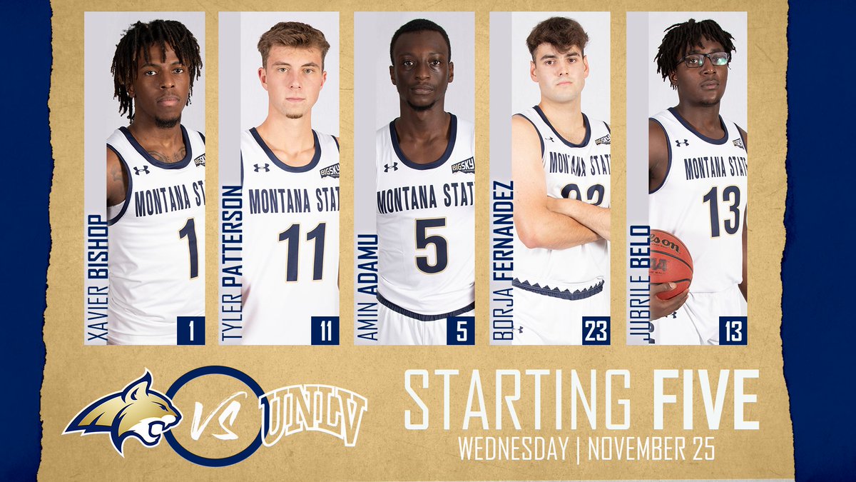 MSUBobcatsMBB's tweet photo. Here's our Starting 5️⃣ as we get things tipped off in Las Vegas shortly!

#UBUNTU x #GoCatsGo https://t.co/1VVeIeydBN