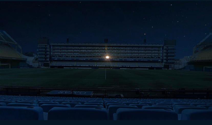 Nicocantor1's tweet photo. This is Maradona’s box illuminated as night falls onto La Bombonera https://t.co/ghGw0Zgq2j