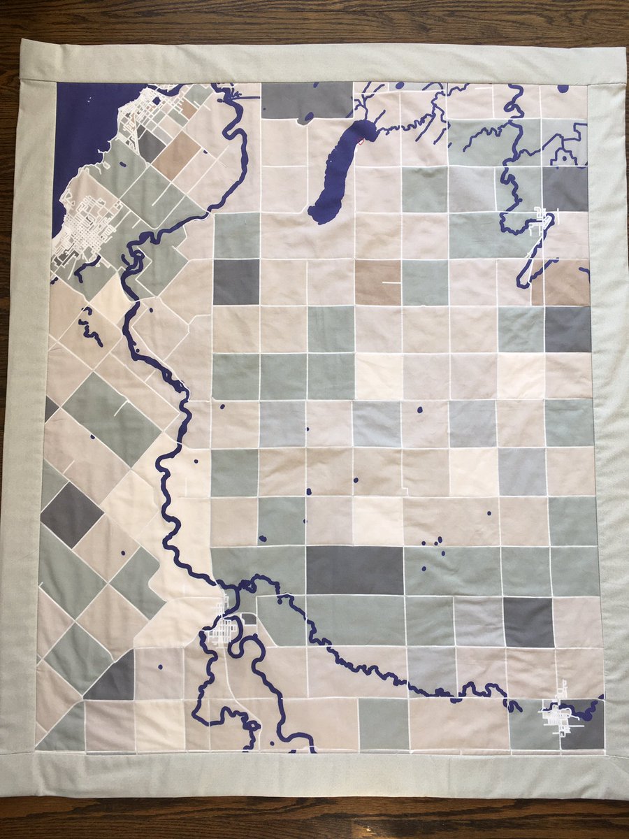 mapquilt's tweet photo. New custom #mapquilt!  Check out the #patchwork pattern made by the #BruceCounty concession roads. 🗺🧵❤️#saugeenshores #southamptonon #portelgin #lakehuron #saugeenriver #cottagelife #geography #mapart #map #mapmaking #cartography  #quilt #spoonflower #kwawesome #shoplocalkw https://t.co/AJIs15hKpX
