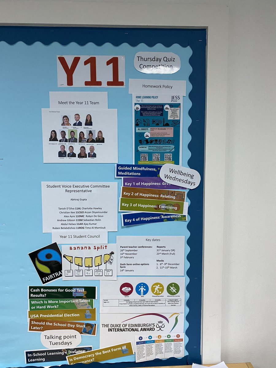 JESSKS4's tweet photo. Y11 notice board showing all that we do on a week to week basis in tutor time. #JESSthinkers #JESSwellbeing #JESSfun #JESSmoraled https://t.co/veuXqxhSGJ