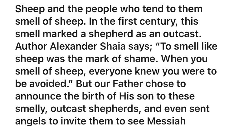 In general all shepherds, male and female, smelled and were dirty from interacting with sheep from dawn to dusk. Genesis 46:34 says Egyptians call them abominations, disgusting things. Yet, the angel announcing the Messiah invited shepherds to be first to meet our newborn king