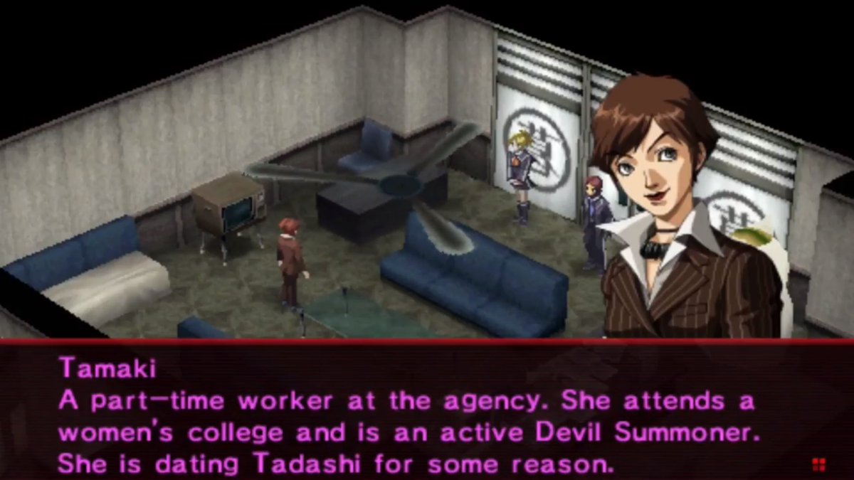 While the male protag from SMT if..., Nobu, has a future that leads to a manga series named SMT Kahn, the female protag, Tamaki, leads into the Persona series we all know well, making her appearance in both P1 and P2 as a minor character.