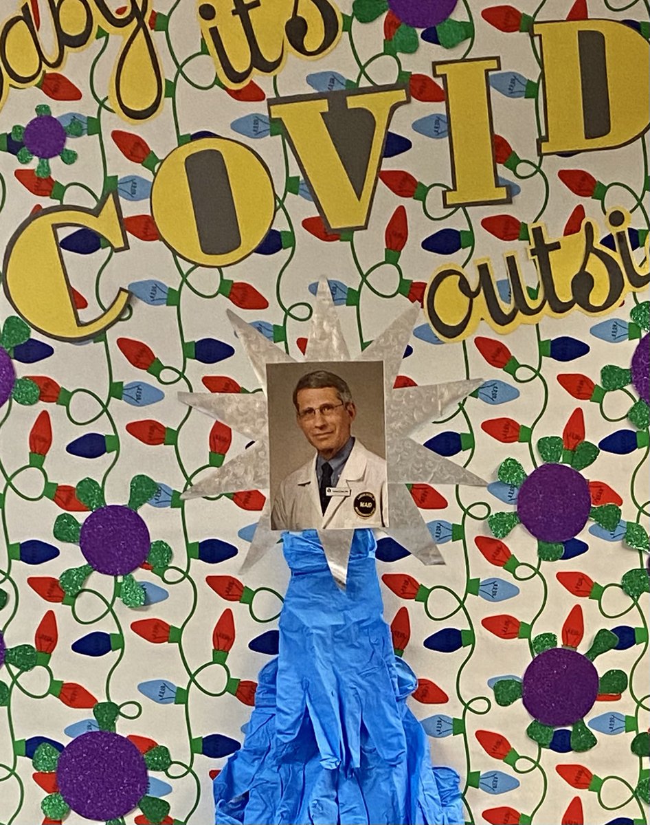 stbarnardus's tweet photo. @FauciFan I’m definitely winning the door decorating contest at work this year. #BabyItsCOVIDoutside #DrFauci  #DontBeASpreader https://t.co/ddgLPbLqf9