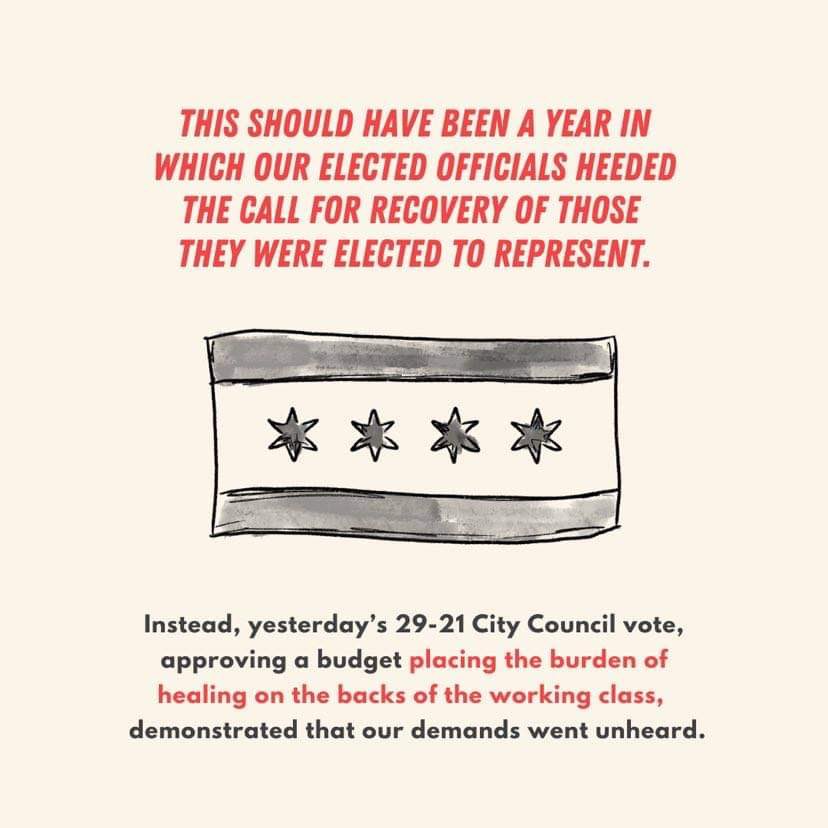 ChicagoAfroSOC's tweet photo. To this day, already-hurting communities are starved for food, shelter, health & safety. In the wake of contโd police murder & brutality, protests demanding the defunding of CPD swept the city. #BudgetForTheMany https://t.co/gEITsG2YW0