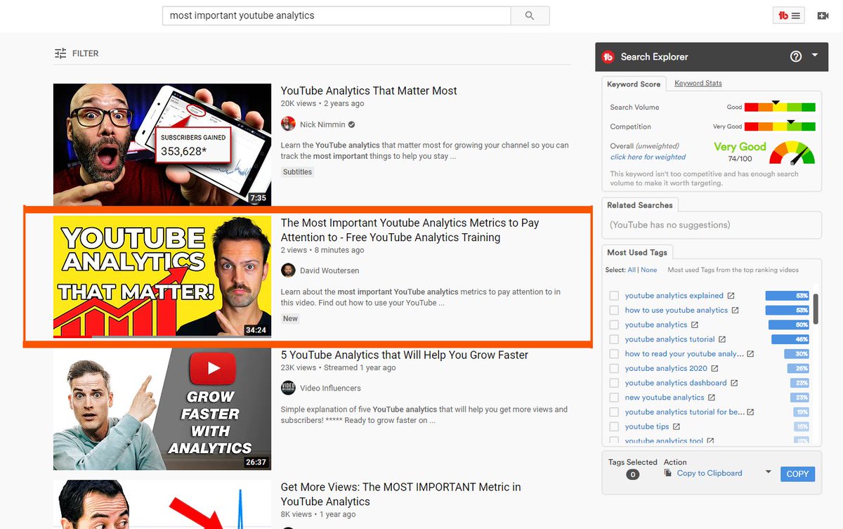 DavidWoutersen's tweet image. #2 for a popular keyword with a small channel &amp;amp; new niche. Why YouTube SEO is still relevant and can be used in 2020. 

#youtubetips #youtube #youtubertips